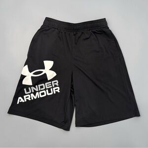 Under Armour Black Athletic Shorts with Large White Logo